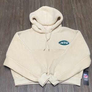 NY Jets Fleece Hoodie in Pale Yellow size large